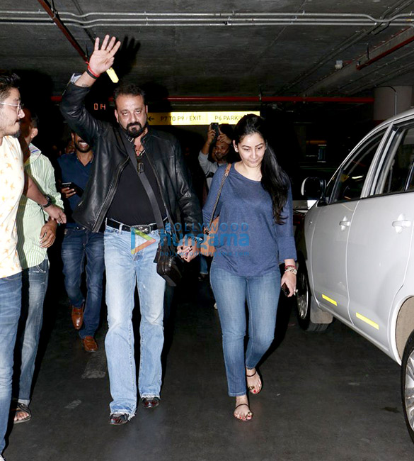 sanjay and manyata snapped at the airport returning from dubai 3