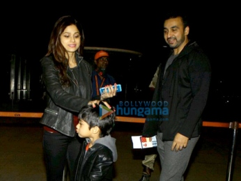 Shamita Shetty, Raj Kundra & Viaan Raj Kundra snapped at airport