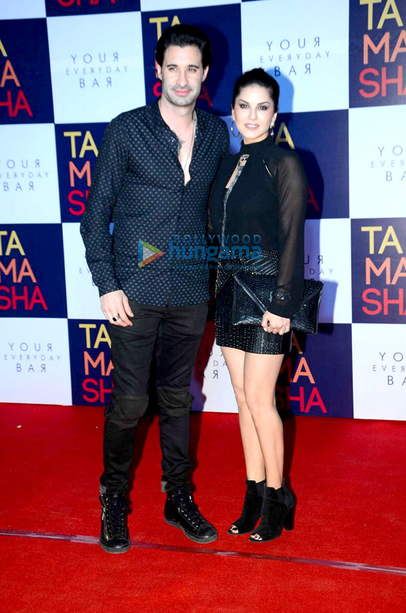 sunny leone amy jackson and karan singh grover grace the launch of tamasha 12