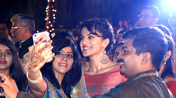 Taapsee Pannu promotes music of Running Shaadi.com at a real sangeet ceremony