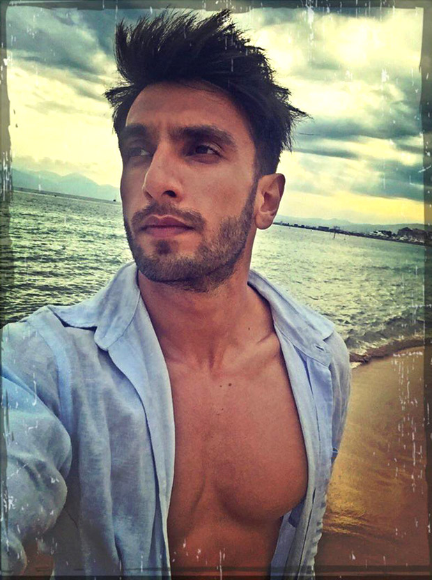 A bare chested Ranveer Singh who is miles away