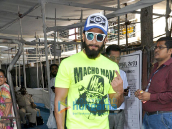Ranveer Singh casts his vote with his father for the BMC elections in Bandra