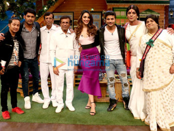 Film maker Abbas Burmawalla, Mustan Burmawalla and the cast of his film 'Machine' at 'The Kapil Sharma Show'