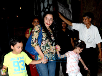 Manyata Dutt snapped with kids post dinner at a restaurant in Bandra