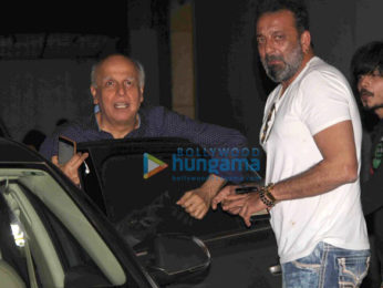Sanjay Dutt, Mahesh Bhatt & Pooja Bhatt snapped post meeting at Vishesh Films' office