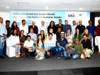 Ananth Narayan Mahadevan, Mrinal Kularni, Bharat Dabholkar & others at a press con to announce the 1st ever Sweden-Marathi International Film Festival in Stockholm