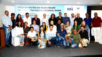 Ananth Narayan Mahadevan, Mrinal Kulkarni, Bharat Dabholkar & others at a press con to announce the 1st ever Sweden-Marathi International Film Festival in Stockholm