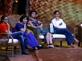 Aamir Khan and the 'Dangal' girls Fatima Sana Sheikh and Sanya Malhotra snapped on the sets of Sa Re Ga Ma