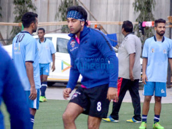 Abhishek Bachchan and Ranbir Kapoor play a friendly football match with the CISF personnels