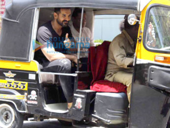 John Abraham snapped taking a rickshaw ride after a salon session at Mad O Wot