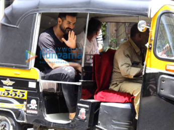 John Abraham snapped taking a rickshaw ride after a salon session at Mad O Wot