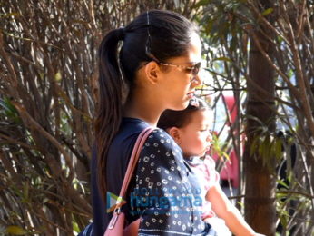 Mira Rajput snapped with daughter Misha at the domestic airport