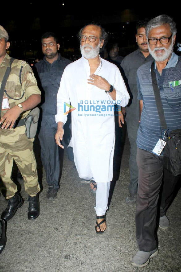 Rajinikant snapped arriving in Mumbai amidst heavy security