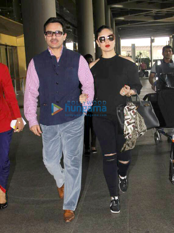 Saif Ali Khan, Kareena Kapoor Khan, Shilpa Shetty Kundra and her husband Raj Kundra snapped at the airport