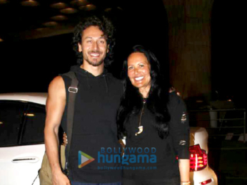 Tiger Shroff and his mother Ayesha Shroff snapped at the airport