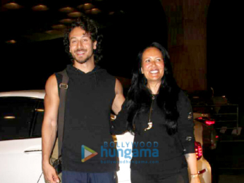 Tiger Shroff and his mother Ayesha Shroff snapped at the airport