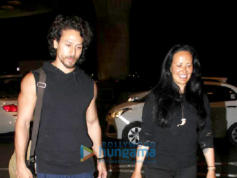 Tiger Shroff and his mother Ayesha Shroff snapped at the airport