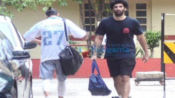 Aditya Roy Kapoor and Rhea Chakraborty snapped post their gym session in Bandra