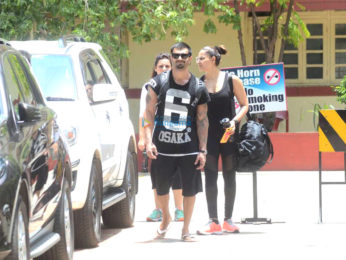 Karan Singh Grover and Bipasha Basu snapped post their gym sessions