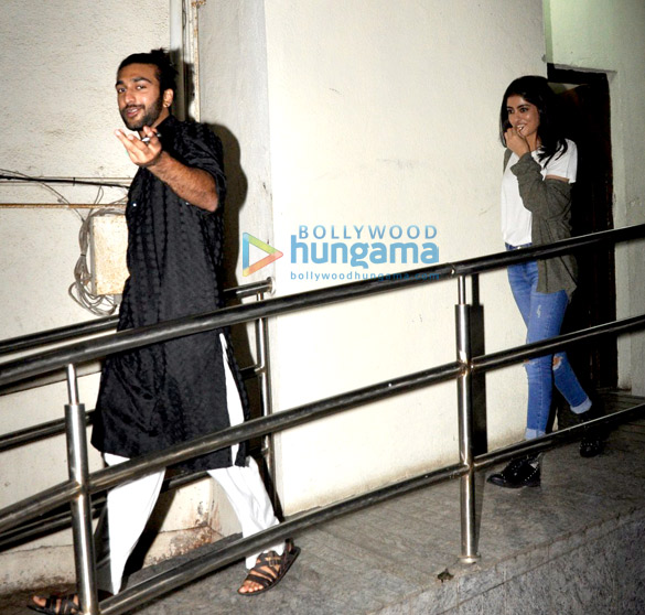 Navya Naveli snapped with a friend post after watching a movie at PVR Juhu