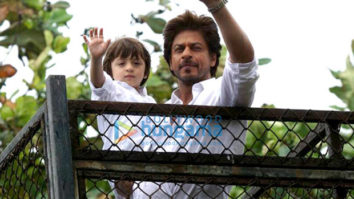 SPOTTED: Shah Rukh Khan and his adorable bundle of joy AbRam wave to fans, wishing them on Eid