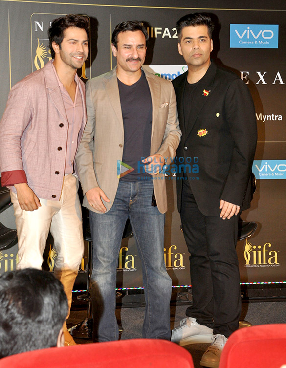 saif ali khan karan johar varun dhawan at the press conference of iifa awards 2017 5