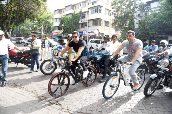 salman khan and sohail khan arrive at the launch of being human e cycle in mumbai 1