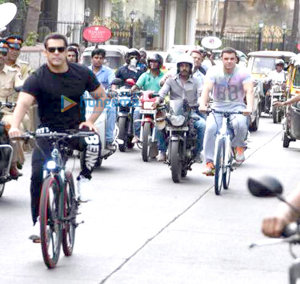 salman khan and sohail khan arrive at the launch of being human e cycle in mumbai 2