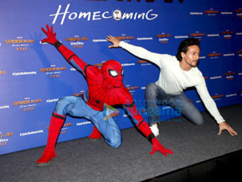 The hunky Tiger Shroff at the film promotions of Spiderman -The Homecoming