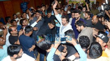 Arjun Kapoor and Anil Kapoor snapped at Gaiety-Galaxy (Bandra) during the film promotions of Mubarakan