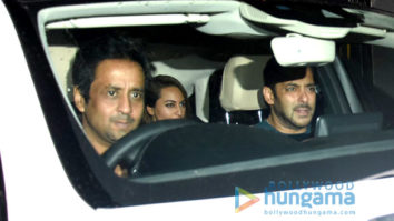 The hunky Salman Khan was snapped with Sonakshi Sinha and Iulia Vantur post a party at a close friend’s place in Bandra