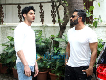 Suniel Shetty spotted with his son Ahan at Sajid Nadiadwala's residence