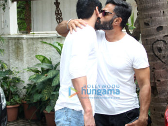 Suniel Shetty spotted with his son Ahan at Sajid Nadiadwala's residence
