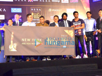 Sushant Singh Rajput, Kriti Sanon and A.R. Rahman at IIFA Awards media meet in Delhi