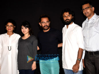 Aamir Khan, Kiran Rao & Zaira Wasim at the first look launch of 'Secret Superstar'