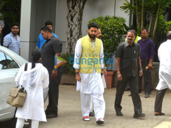Abhishek Bachchan, Aishwarya Rai Bachchan, and Aaradhya Bachchan return from Allahabad after immersing Aishwarya father's ashes