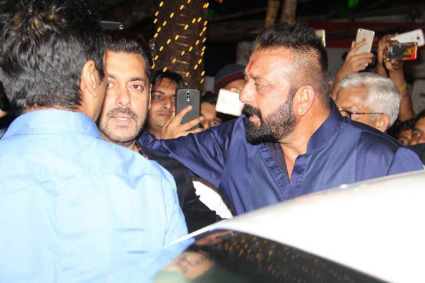 BHAI MEETS BABA Salman Khan and Sanjay Dutt hug it out during Ganpati celebrations at Ambani residence (2)