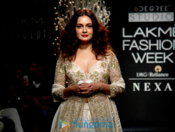 Dia Mirza walks for Faabiiana at Lakme Fashion Week 2017