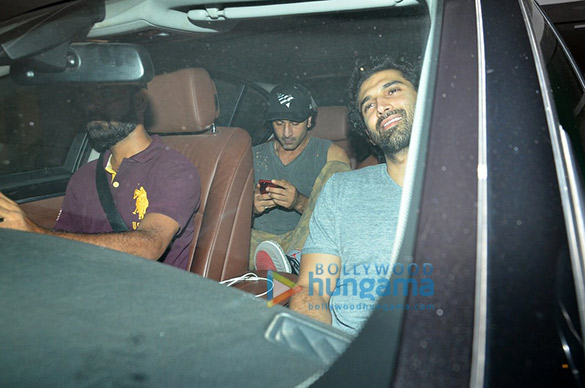 ranbir kapoor arjun kapoor aditya roy kapur varun dhawan snapped post dinner at karan johars house 2