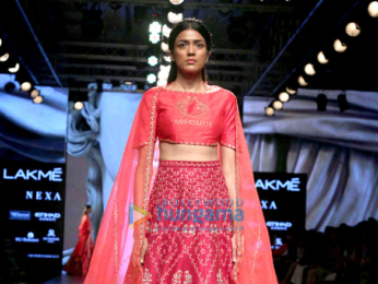 Saiyami Kher walks the ramp for designer Nachiket Barve at the Lakme Fashion Week 2017-