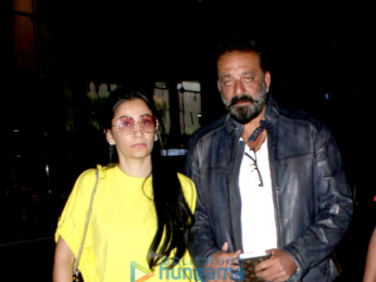 Sanjay Dutt and wife Manyata Dutt snapped at the Mumbai airport