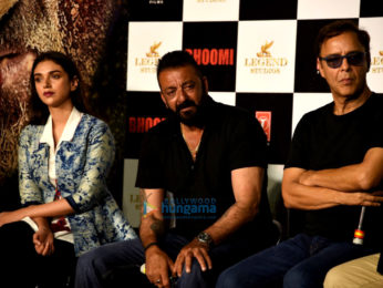 Sanjay Dutt, Ranbir Kapoor, Rajkumar Hirani at the trailer launch of 'Bhoomi'