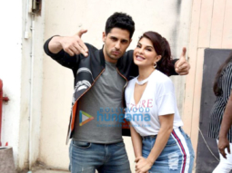 Sidharth Malhotra and Jacqueline Fernandez snapped promoting the film A Gentleman
