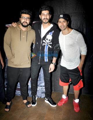 Varun Dhawan, Arjun Kapoor and Mohit Marwah snapped at the special screening of ‘Raag Desh’