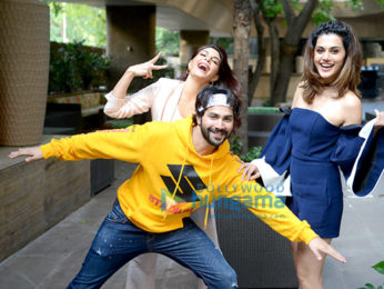 Varun Dhawan, Jacqueline Fernandez and Taapsee Pannu snapped promoting their film Judwaa 2