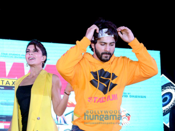 Varun Dhawan, Jacqueline Fernandez and Taapsee Pannu promote Judwaa 2 at the Habitat centre in Ghaziabab