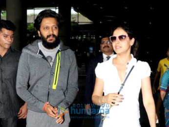 Genelia D'Souza arrives at the airport to receive her hubby Riteish Deshmukh as he returns from NY