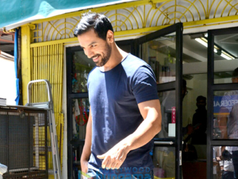 John Abraham snapped with his dog post visiting a Veterinary clinic in Bandra