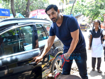 John Abraham snapped with his dog post visiting a Veterinary clinic in Bandra