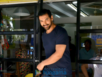 John Abraham snapped with his dog post visiting a Veterinary clinic in Bandra